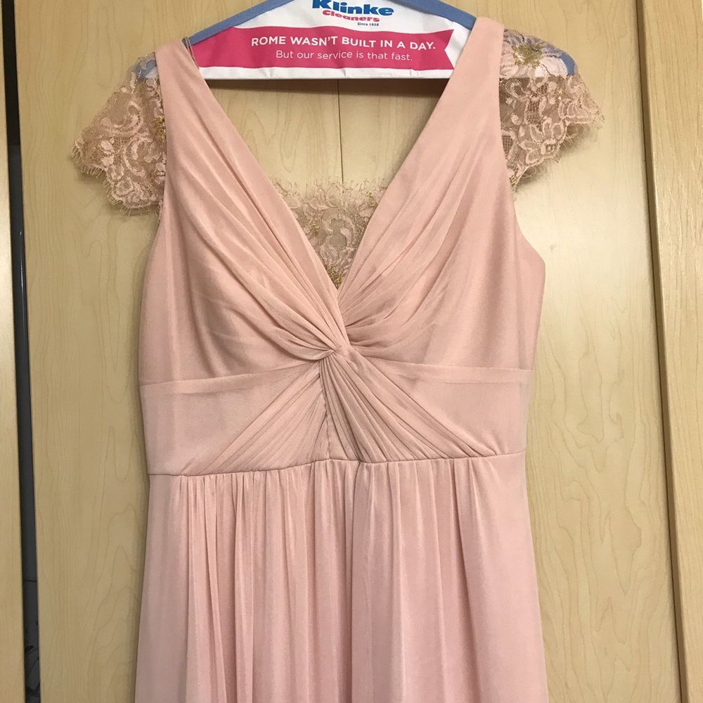 Blush pink floor length formal dress